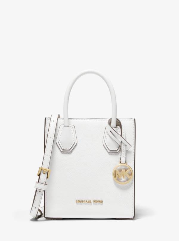 Damske Prenosná Taška Michael Kors Mercer Extra-Small Pebbled Leather Biele - Kabelky Michael Kors Slevy | TOKUZ-6517